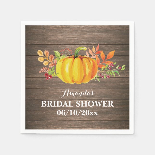 En Papier Serviette de douche de mariage rustique d'automne  (Devant)