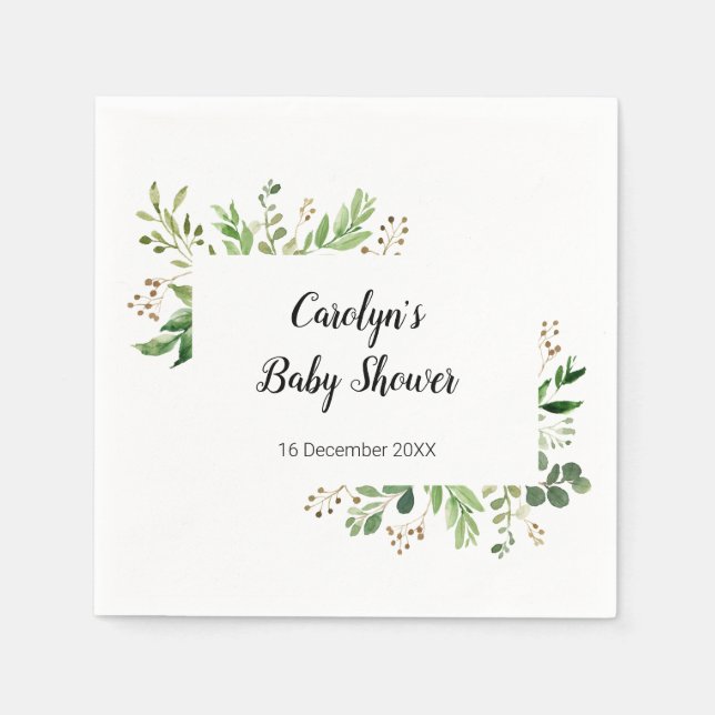 En Papier Serviette de douche de mariage Rustique Greenery (Devant)