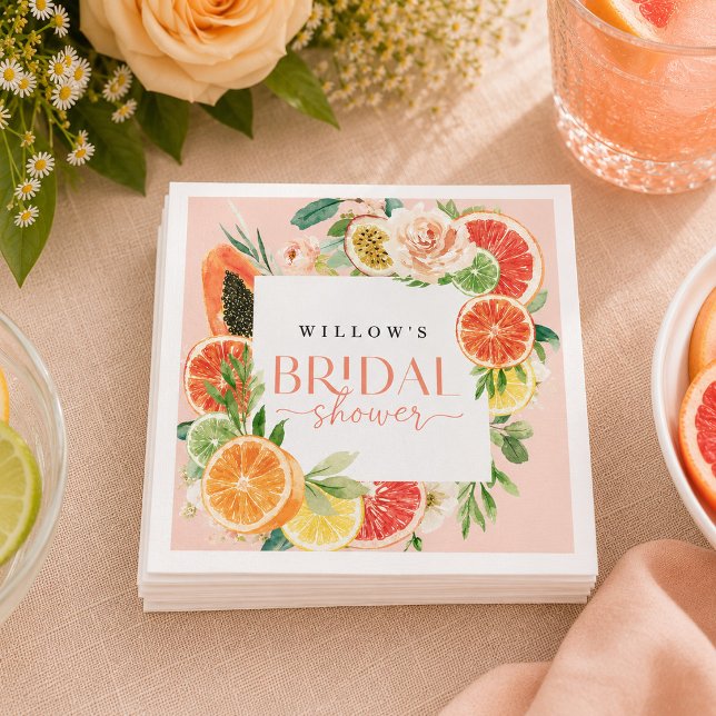 En Papier Serviette de douche de mariage Tropical Citrus (Créateur téléchargé)