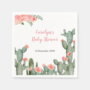 En Papier Serviette de douche nuptiale florale de cactus tro
