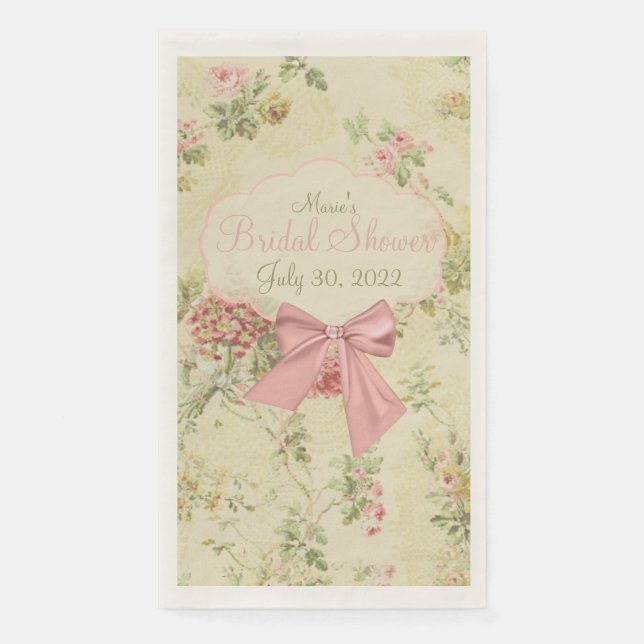 En Papier Serviette de douche pour invités de mariage floral (Devant)