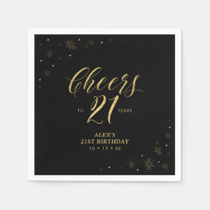 En Papier Serviette de fête d'anniversaire 21 ans Modern Gol