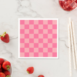 En Papier Serviette de fête d'anniversaire à carreaux rose |