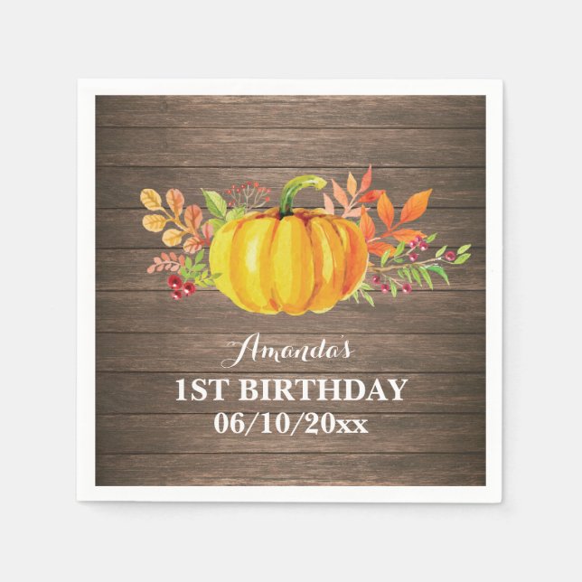 En Papier Serviette de fête d'anniversaire Citrouille Automn (Devant)