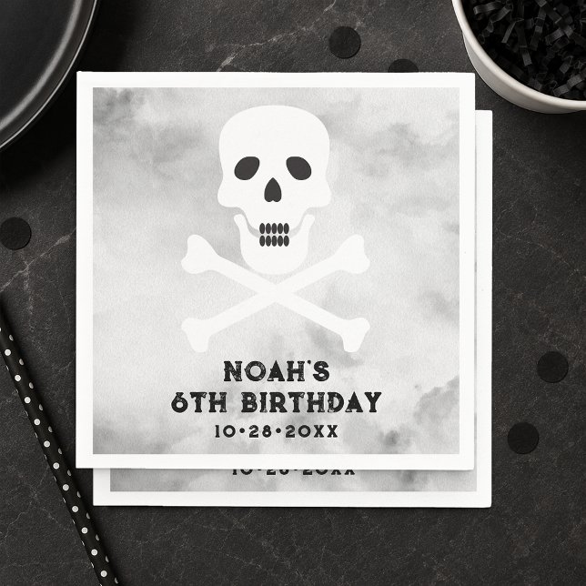 En Papier Serviette de fête d'anniversaire Crâne Noir Blanc (Skull and Bones Paper Napkins)