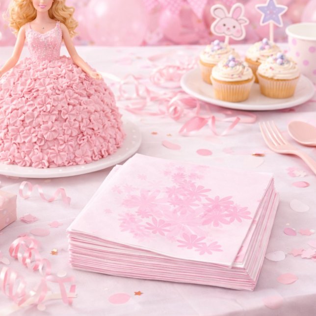 En Papier Serviette de fête d'anniversaire de fille à fleurs (Créateur téléchargé)