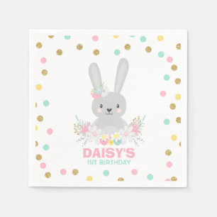 En Papier Serviette de fête d'anniversaire de lapin un