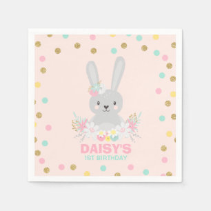 En Papier Serviette de fête d'anniversaire de lapin un