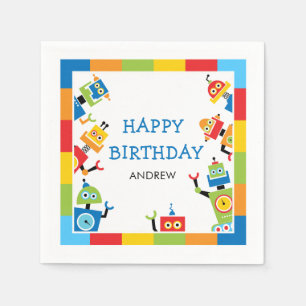En Papier Serviette de fête d'anniversaire de robot coloré
