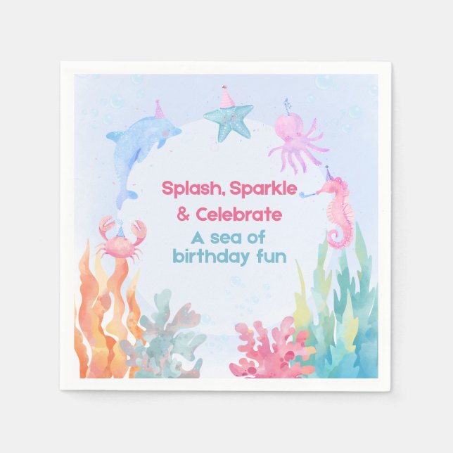 En Papier Serviette de fête d'anniversaire Océan (Devant)
