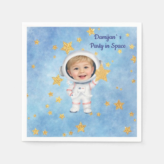En Papier Serviette de fête d'astronaute Little Star (Devant)