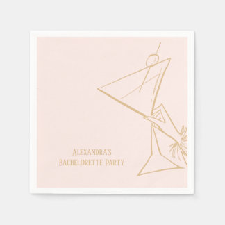 En Papier Serviette de fête de Bachelorette Rose Or