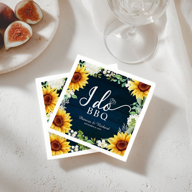 En Papier Serviette de fête de fiançailles Rustic Sunflower  (Créateur téléchargé)