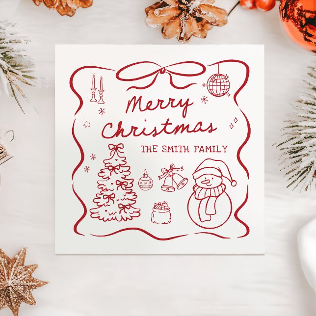 En Papier Serviette de fête de Noël à ruban fantaisiste (Créateur téléchargé)