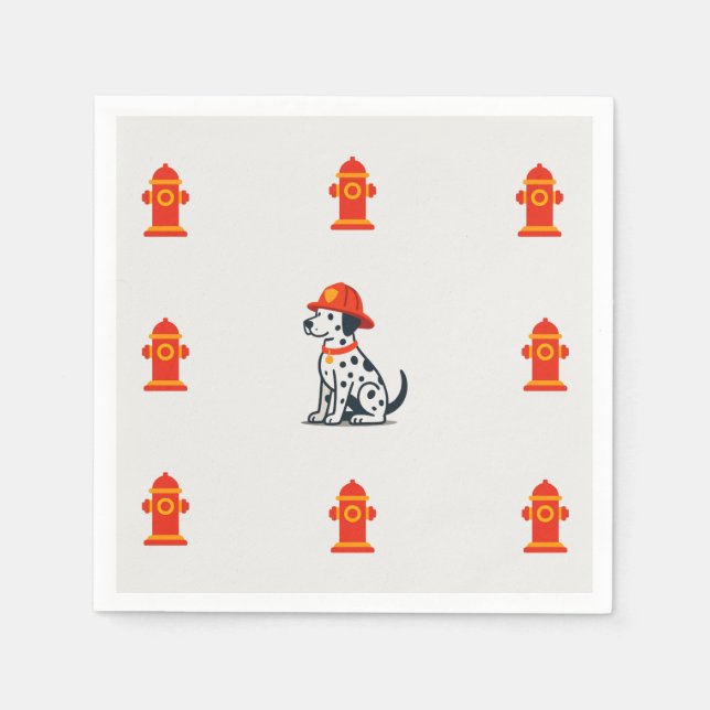En Papier Serviette de fête de pompier dalmatien (Devant)