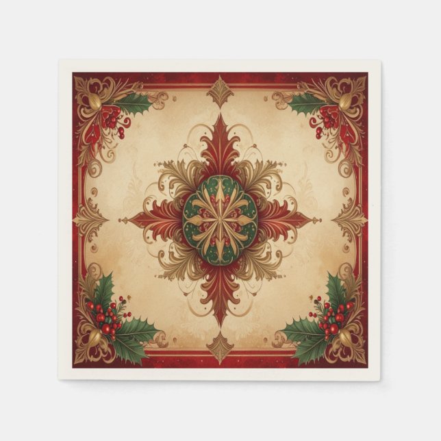 En Papier Serviette de fête décorative rouge (Devant)