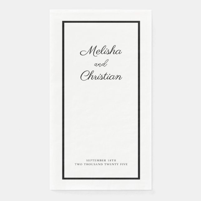 En Papier Serviette de fête minimaliste mariage moderne.  (Devant)