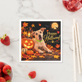 En Papier Serviette de fête noire surprise chien Halloween j