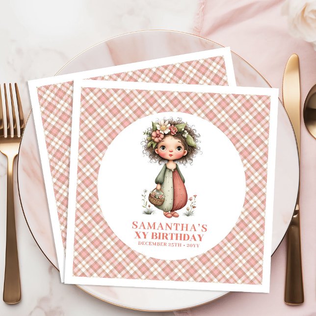 En Papier Serviette de fête pour 1er anniversaire Fantasy Fa (Fantasy Fairy Blush Pink 1st Birthday Party Napkins)