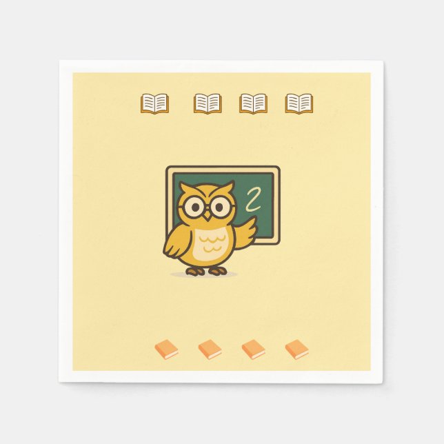 En Papier Serviette de fête pour enseignant chouette (Devant)