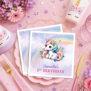 En Papier Serviette de fête pour fille magique licorne encha