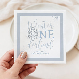 En Papier Serviette de fête pour garçon Winter Onederland, f