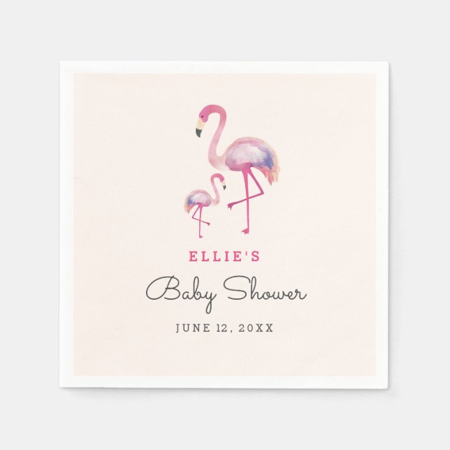 En Papier Serviette de fête prénatale Flamant Rose (Devant)