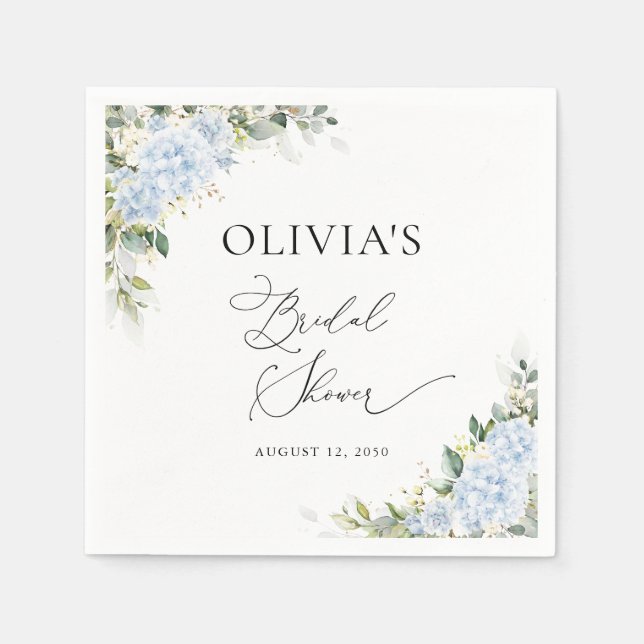 En Papier Serviette de fête prénuptiale florale Hydrangea bl (Devant)