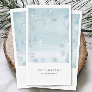 En Papier Serviette de Invité Flocon de Neige Aquarelle Bleu