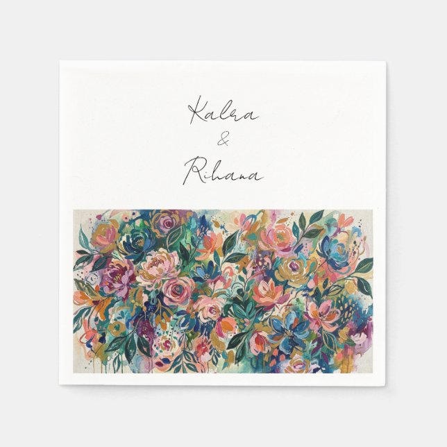 En Papier Serviette de jardin floral vibrant (Devant)