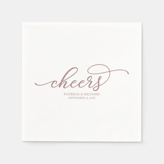 En Papier Serviette de mariage à écriture rose gold chic - C (Devant)