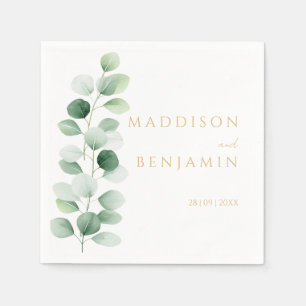 En Papier Serviette de mariage à feuillage d'eucalyptus mode