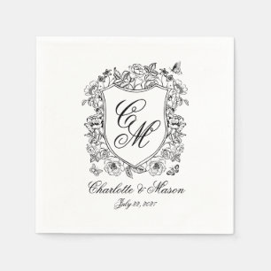 En Papier Serviette de mariage à monogramme Vintage Garden C
