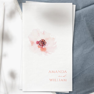 En Papier Serviette de mariage à motif floral aquarelle rose