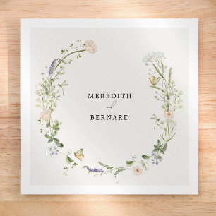 En Papier Serviette de mariage aux fleurs sauvages rustiques