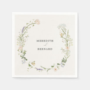 En Papier Serviette de mariage aux fleurs sauvages rustiques