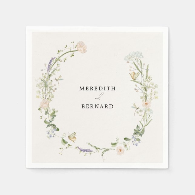 En Papier Serviette de mariage aux fleurs sauvages rustiques (Devant)