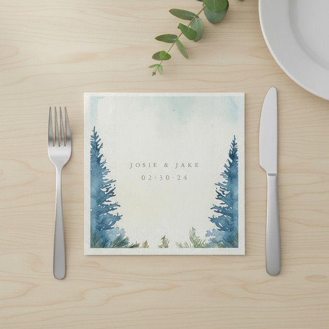 En Papier Serviette de mariage aux pins verts (Créateur téléchargé)