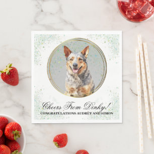 En Papier Serviette de mariage avec photo de chien de bétail