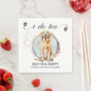 En Papier Serviette de mariage avec photo de Golden Retrieve