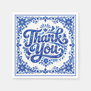 En Papier Serviette de mariage Azul & Limone Thank You
