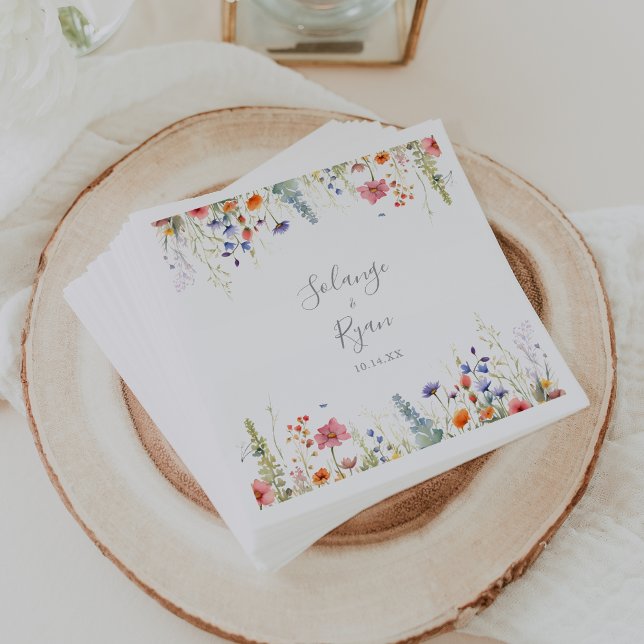 En Papier Serviette de mariage botanique de prairie rustique (Créateur téléchargé)