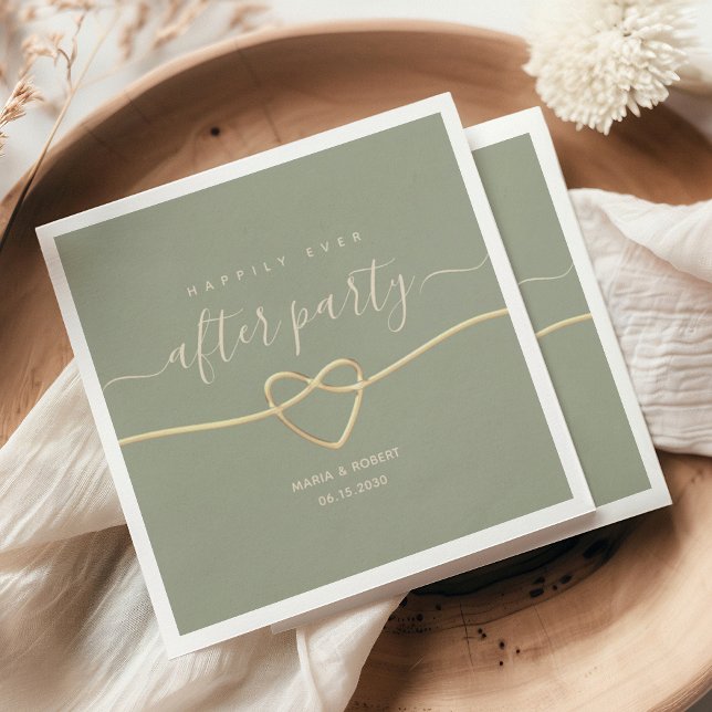 En Papier Serviette de mariage de fête Sage Green Happily Ev (Créateur téléchargé)