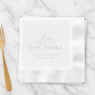 En Papier Serviette de mariage Dusty Blue Love and Thanks