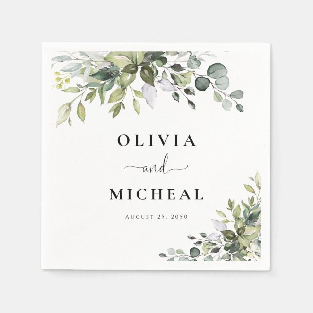 En Papier Serviette de mariage Eucalyptus (Devant)
