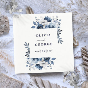 En Papier Serviette de mariage florale de campagne élégante 