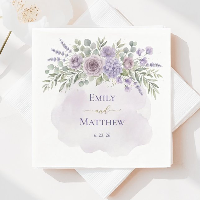 En Papier Serviette de mariage florale lavande (Créateur téléchargé)