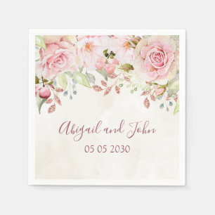 En Papier Serviette de mariage florale rose vintage pour le