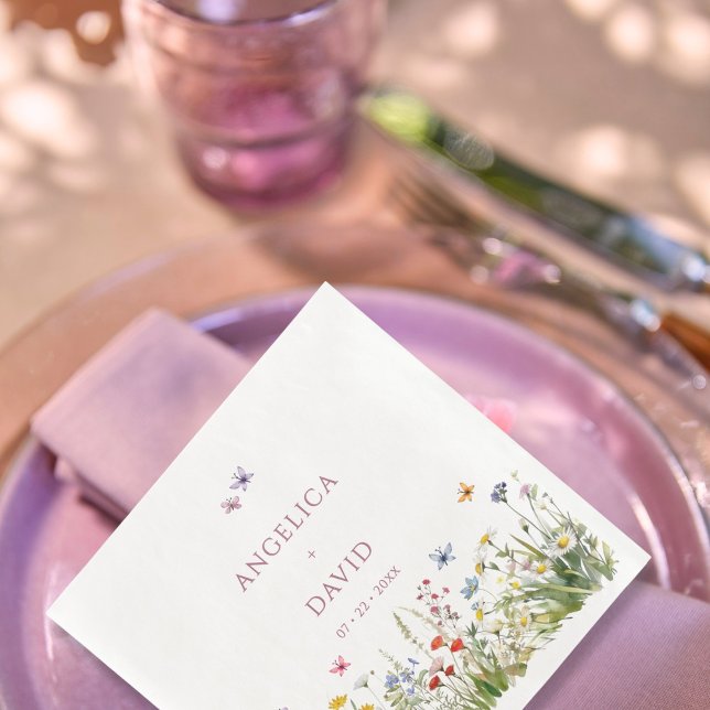 En Papier Serviette de mariage Papillons Fleur Sauvage (Créateur téléchargé)