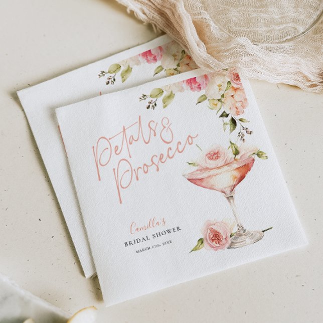 En Papier Serviette de Mariage Rose Pétale & Prosecco (Créateur téléchargé)